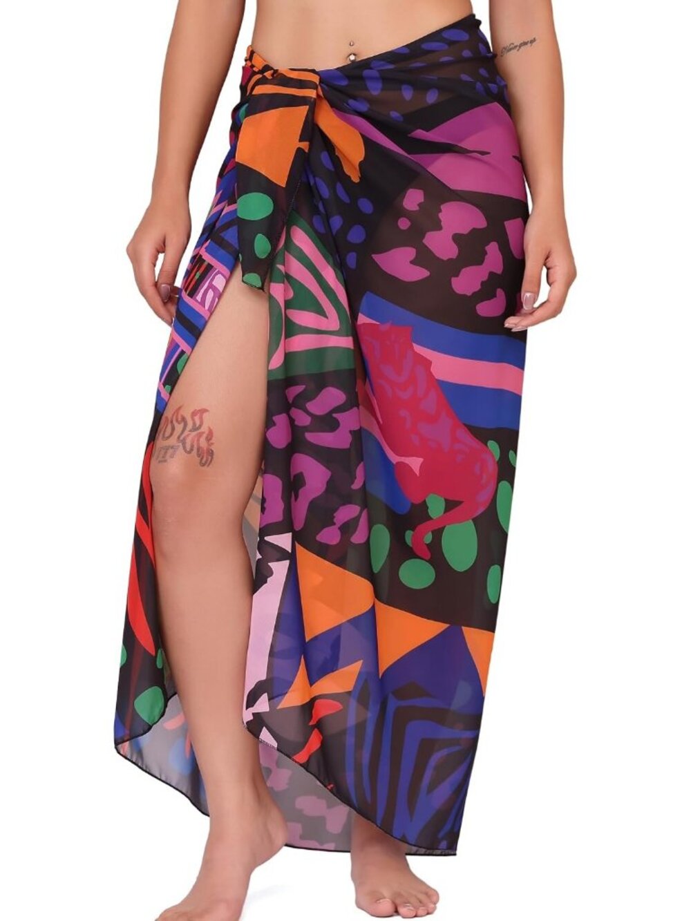Women's Dark Purple Polyester Beach Sarong Chiffon And Sheer Bikini Wrap
